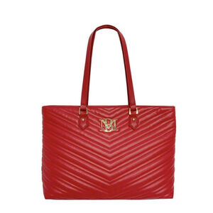 Badgley Mischka Chevron Quilt Tote Bag W/Laptop Pocket•NWT Large, Red• MSRP $149